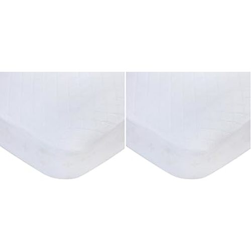Carters Waterproof Fitted Crib Mattress Pad and Toddler Crib Mattress Protector - Baby Crib Mattress Cover - Protective Sheet for Boys and Girls Bedding Sets White (Pack of 2)