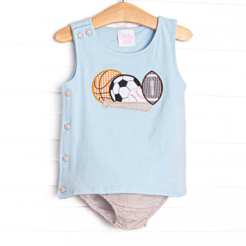 Play Ball Applique Diaper Set, Blue – Stitchy Fish