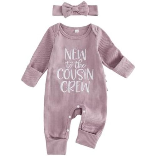 Newborn Baby Girl Fall Outfit Romper Jumpsuit Infant Waffle Clothes