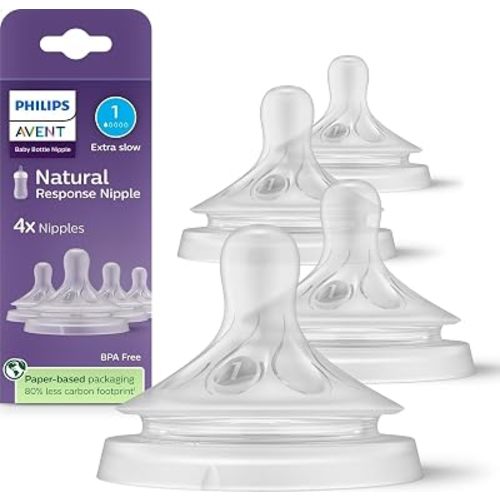 Philips Avent Natural Response Nipples, Extra Slow Flow, BPA-Free, 4-Pack