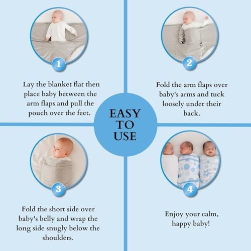Miracle Blanket Swaddle Wrap – Help Your Newborn Sleep Longer – Soft & Secure Sleep Sack for Infants – Easy-to-Use Swaddling Blanket for a Calm Baby (Blue Elephants)
