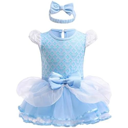 Dressy Daisy Infant Baby Girl Princess Dress Costume Romper Tulle Tutu Fancy Birthday Halloween Bodysuit Outfit with Headband