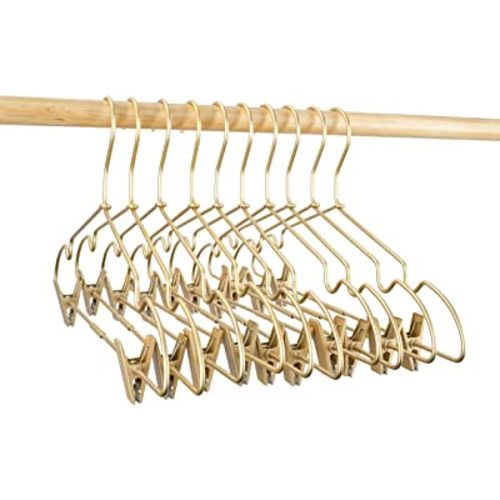 Koobay 12.5" Gold Metal Baby Clothes Clips Hanger Children Kids Coat Hanger Display and Storage 10Pack