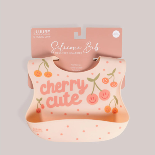 JuJuBe x Studio Oh! Food-Grade Silicone Bib - Cherry Cute by Doodle By Meg