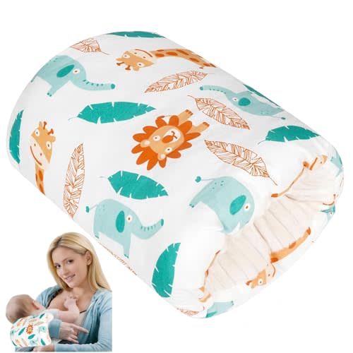 Baby Feeding Arm Pillow，Nursing Arm Pillows for Breastfeeding，Soft Cotton for Newborn, More Support for Mom and Baby,Portable and Washable,Ergonomic Nursing Essentials（White Elephant）