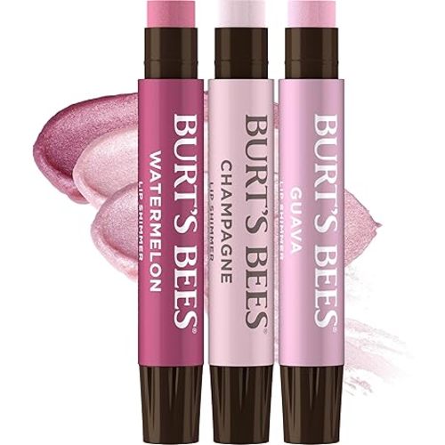 Burt's Bees Lip Shimmer Pink Collection, Tinted Lip Balm, 0.09 oz., 3 Tubes