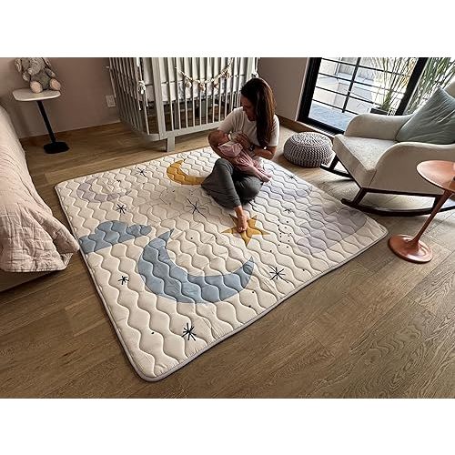 Miotetto Baby Mat for Floor, 73" x 73" Playpen Mat, Thick Soft Foam Padding Baby Play Mat, Portable Quilted playmat - Washable Baby Floor Play mat, Non-Slip Play Mat for Babies & Toddlers