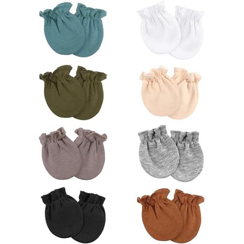 Newborn Baby Mittens No Scratch Cotton Elastic Wrist Gloves Infant Toddler Mittens for Baby Boy Girl 0-6 Months