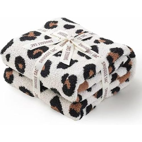 Snuggle Sac Leopard Throw Blanket for Couch Bed Sofa 50x60 inches, Orange Brown Leopard Blanket Ultra Soft Cozy Blankets for Women Mothers Birthday Gifts
