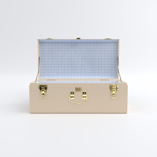 Petite Trunk - Limited Edition Beige - Picnic in Blue / Embroidery