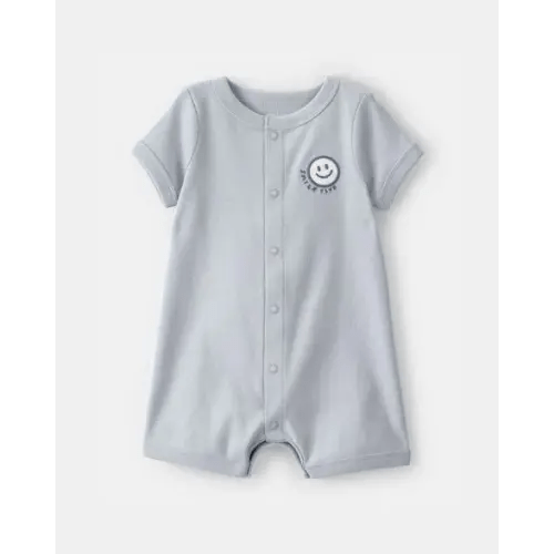 Baby 'Smile Club' Short-Sleeve Romper - Blue | Carter's