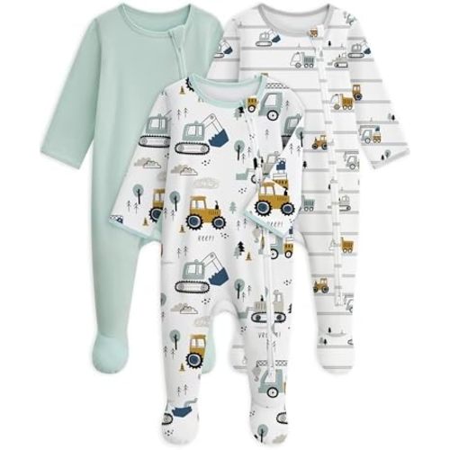 Baby Pajamas 100% Cotton Baby Sleepers for Newborn 0-3 3-6 6-9 Months 3Pcs Footie Pajamas Baby Boys Girls Clothes