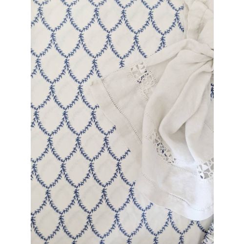 Rifle Paper Co. Crib Sheet: Blue Trellis Floral Baby Bedding