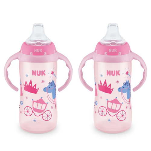 NUK Soft Spout Learner Sippy Cup 10 oz 2-Pack, Easy Grip for Babies 8 Months Plus