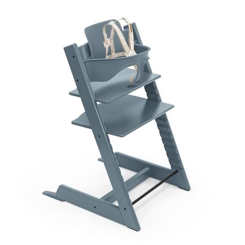 Stokke Tripp Trapp High Chair 2, Fjord Blue - Includes Chair + Baby Set with Removable Harness for Children 6-36 Months - Adjustable, Ergonomic & Easy to Clean