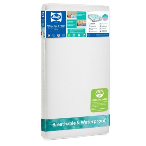 Sealy Airial Breathable 2-Stage Crib Mattress and Toddler Mattress: Firm/Soft, Bamboo Cover, Hypoallergenic, 11 lbs
