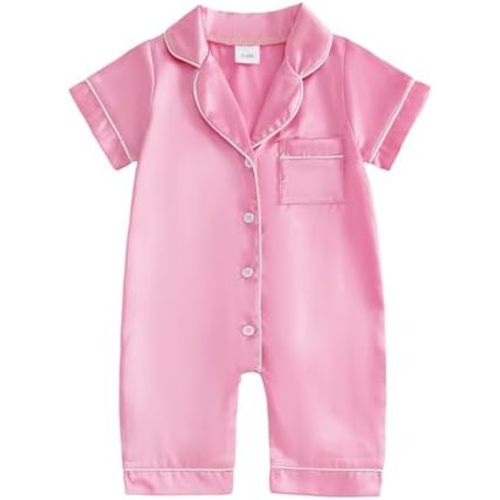 Baby Girl Boy Pajamas Button Down Romper Jumpsuit Short Sleeve Nightgown Newborn Sleepwear One-Piece Summer Pjs