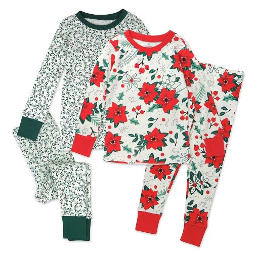 HonestBaby 4 Piece Pajamas Sleepwear Pjs 100% Organic Cotton for Infant Baby and Toddler Boys, Girls, Unisex