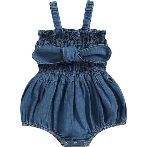 Baby Girls Summer Denim Romper Clothes Dress Newborn Onesie Sunsuit 3 6 9 12 18 Months One-Piece Jumpsuits Outfits