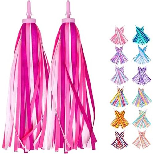 Bike Streamers Bike Tassels for Kids 1 Pair, Kids Bike Accessories Scooter Bicycle Tricycle Handlebar Streamers Handle Bar Grips Accessories for Girls and Boys