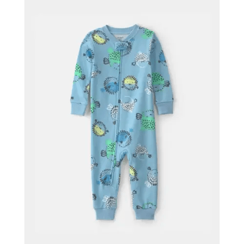 Toddler Boy Pufferfish 100% Cotton 1-Piece Pajama - Blue | Carter's