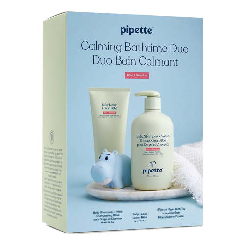 Pipette 3-Pc Baby Calming Bathtime Duo (Shampoo & Wash, Lotion, Bath Toy), Rose + Geranium
