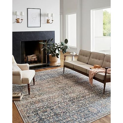 Loloi Chris Loves Julia Jules Collection JUL-06 Denim/Spice 8'-6'' x 11'-6'', .13" Pile Height, Area Rug