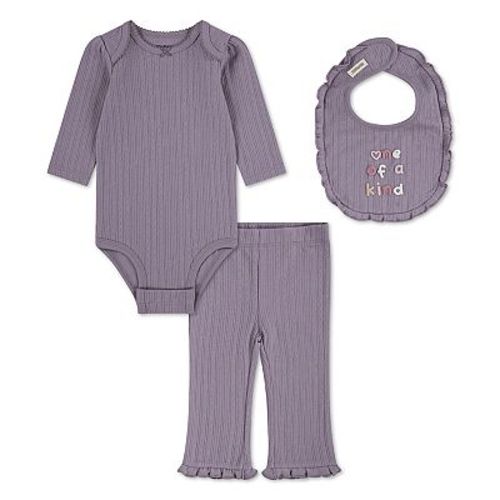 Newborn Baby Girls Huggies Babywear® Bodysuit Pants & Bib 3-Piece Set