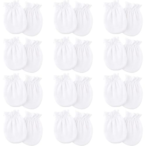 BQUBO 12 Pairs Baby Mittens Newborn Infant Toddler Mittens No Scratch Cotton Elastic Wrist Gloves for Boys Girls 0-6 Months