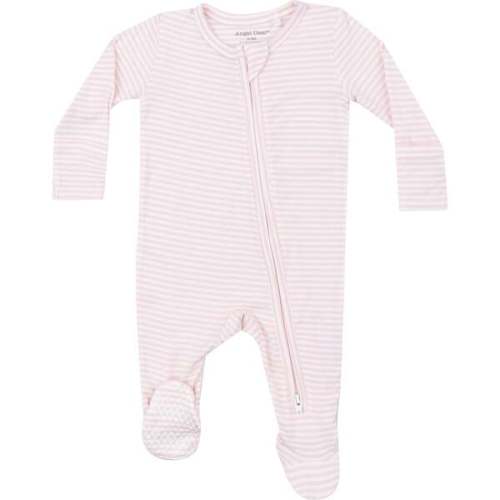 Pink Stripe 2-Way Zipper Footie, Pink