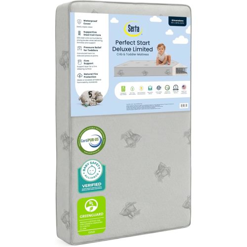 Serta Perfect Start Limited Dual Sided Baby Crib Mattress and Toddler Mattress, Breathable Fiber Core, GREENGUARD Gold Certified, Waterproof, 7 Year Warranty, Made in USA