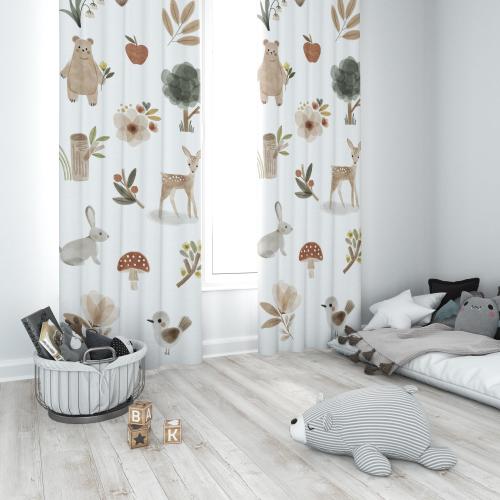 Woodland Nursery Curtains: Bear, Fox, Deer Baby Room Decor