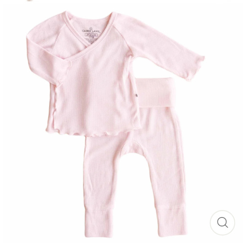 2pc Waffle Crossover Top & Bottom/ pearl pink