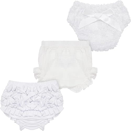 Eurzom 3 Pcs Baby Bloomers Newborn Diaper Cover Cute Cotton Newborn Bloomers for Baby Girls Shorts,Briefs, Panties for Toddler Girl Multicolor