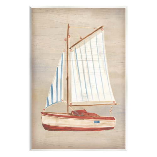 Stupell Industries Rustic Red Sailboat Transportation Painting Unframed Art Print Wall Art, 10 x 15