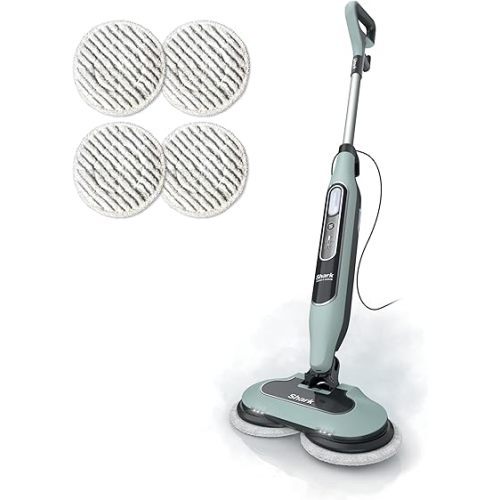 Shark Steam & Scrub Steam Mop, All-in-One Scrubbing and Sanitizing Hard Floor Cleaner, LED Headlights, 4 Dirt Grip Soft Scrub Pads Included, XL Water Tank, Swivel Steering, Hawaiian Grey, S8001