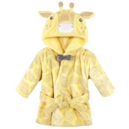 Hudson Baby Infant Boy Plush Animal Face Bathrobe, Bowtie Giraffe, 0-9 Months
