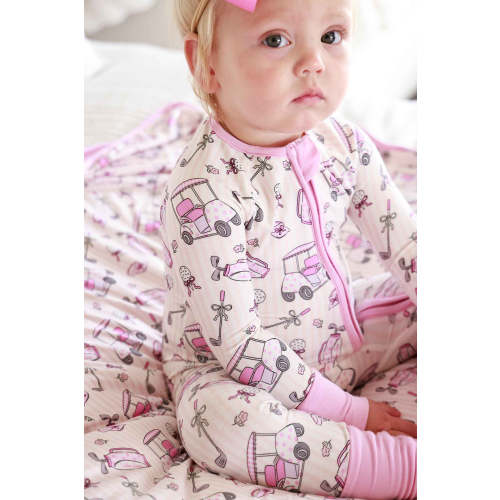 Convertible Zip Romper in Caddie Crew Pink | Caden Lane