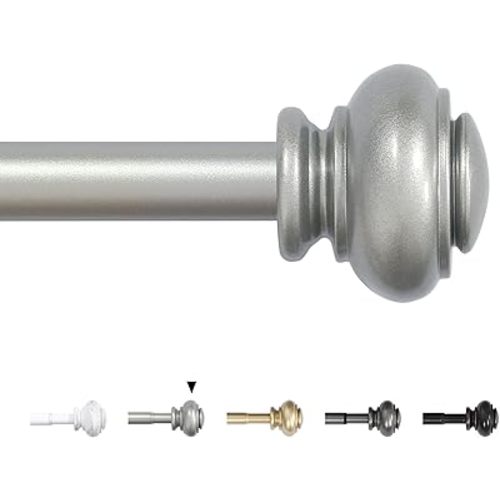 H.VERSAILTEX Curtain Rods for Windows 16.2 to 59.4 Inches 3/4 inch Diameter Adjustable Decorative Telescoping Curtain Rod with Brackets Heavy Duty Splicing Window Rods with Classic Finials, Nickel