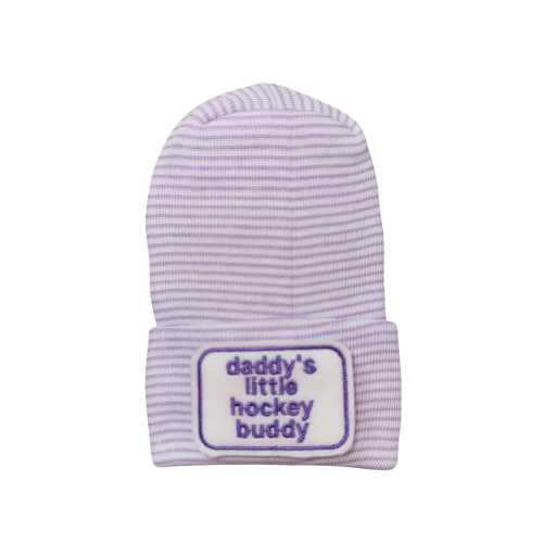 Newborn Hat daddy's little Hockey buddy. CHOOSE WoRD and Hat COLOR  1st Keepsake, Gender Reveal, Surprise Dad!