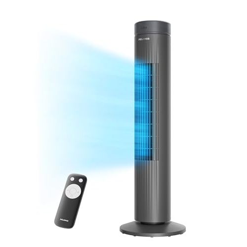 PELONIS 30-Inch Oscillating Tower Fan for Bedroom – 3 Speed, 37dB Quiet Tower Fan with Remote Control and 7-Hour Timer – ETL Certified, Grey