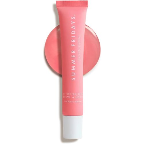 Summer Fridays Tinted Lip Butter Balm - Conditioning Vegan Lip Balm for Instant Moisture, Shine & Hydration - Sheer-Tinted, Soothing Skincare - Pink Sugar (.5 Oz)