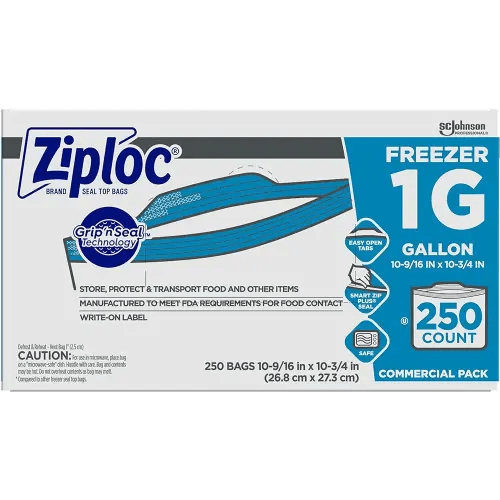 Ziploc® Freezer And Storage Bags, 1 Gallon, Box Of 250 Bags