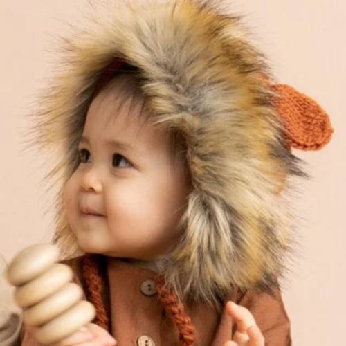Lennon Lion Bonnet with Faux Fur, Cinnamon - The Blueberry Hill Hats & Mittens | Maisonette