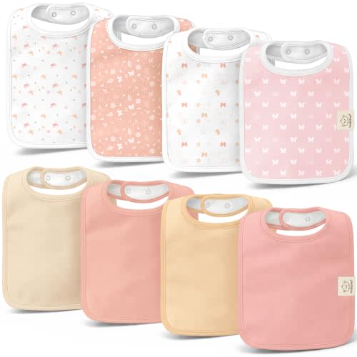 KeaBabies 8-Pack Organic Baby Bibs for Boys, Girls Drool Bibs (Butterflies) | Super Absorbent Cotton Bibs for Teething and Drooling Newborn, Toddler, Ultra Soft, Machine Washable, Gender Neutral Colors