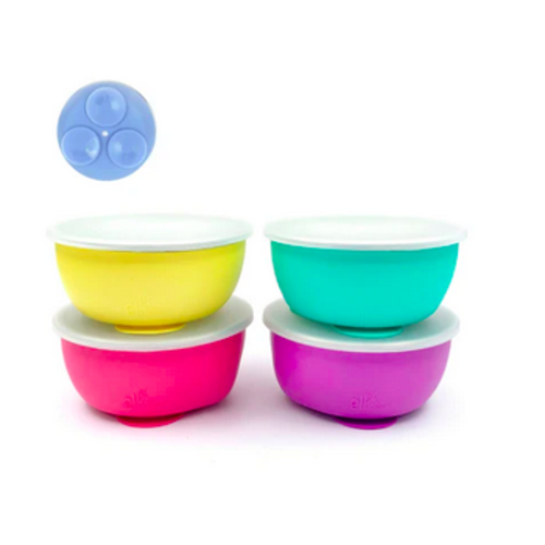 Stainless Steel Bowl with Silicone Suction Sleeve + Lids