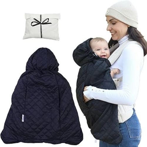 Baby Carrier Cover Winter with Detachable Hood - Windproof & Water-Resistant Winter Car Seat Cover Baby Girl & Boy, Universal Travel Carrier & Stroller Blankets for Babies