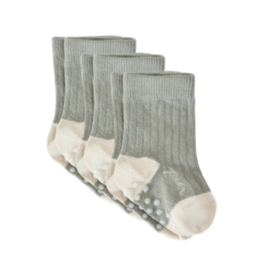 Crew Socks with grips 3-Pack 0-6M - Sage
