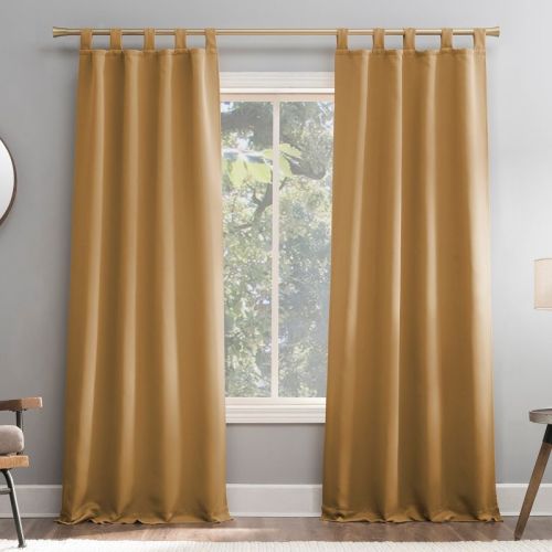 40"x84" Sun Zero Blackout Kenneth Energy Saving Tab Top Curtain Panel Gold: Thermal Insulated, Noise Reduction, Indoor Use