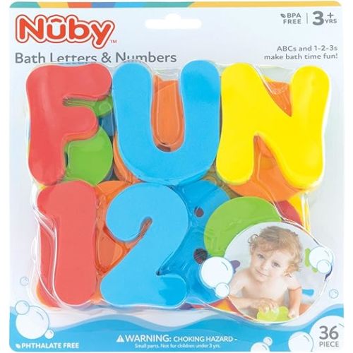 Nuby Foam Bath Letters and Numbers - Bath Toy Set 36 Pieces